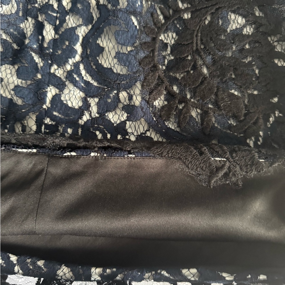Tadashi Shoji Black and Navy Lace Midi Dress - Picture 10 of 11